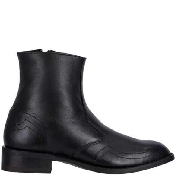 LIKE NEW LAREDO MENS LEATHER WESTERN HOXIE ZIP UP BOOT MENS SIZE 8.5 BLACK main image 6